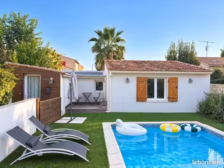 ? studio meublé 35 m² avec terrasse et vue piscine – proche lycée cournonterral