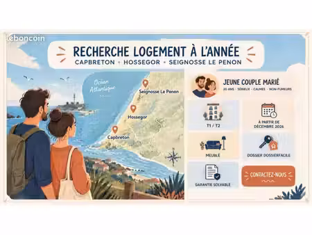 jeune couple marié recherche t1 / t2 à l’année – capbreton  hossegor  seignosse le penon