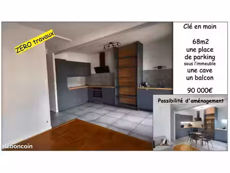 clé en main: 68m2  un garage  une cave  un balcon 90 000