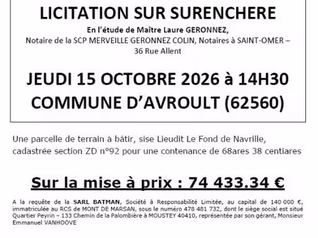 terrain 6838 m² avroult