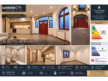 mâcon centre- t2 30m2 entièrement rénové à neuf - idéal investisseur