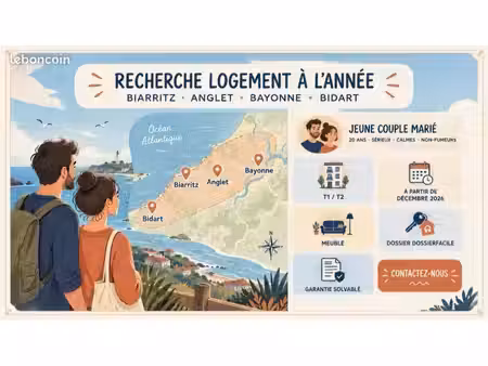 jeune couple marié recherche t1 / t2 à l’année – biarritz  anglet  bayonne  bidart