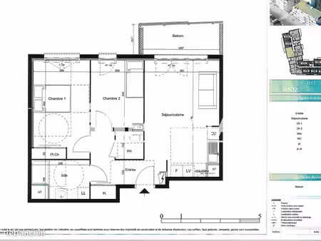 appartement 3 pièces 58.73m² à louer 764 - rouen 76100