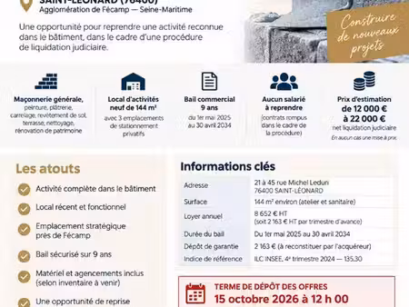fonds de commerce 144 m² saint leonard