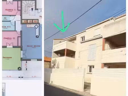 particulier loue f3 avec terrasse et garage à ponteilla