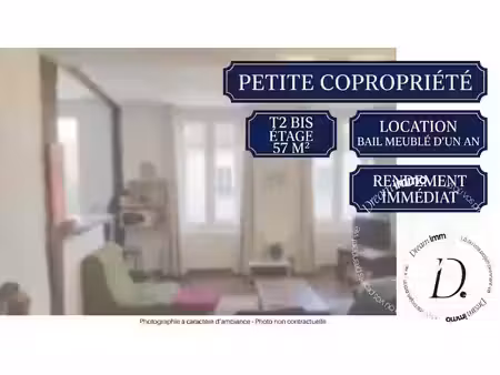 exclusivité - appartement t2 bis de 57 m² - vendu loué meubl