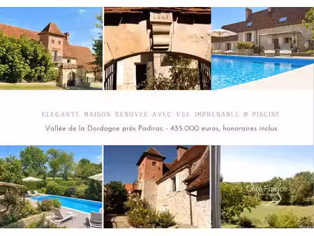 belle maison en pierre rénovée avec piscine chauffée et char
