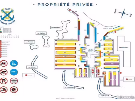a louer place de port 10 m x 3 50 m – cannes marina – mandelieu la napoule– 600 /mois