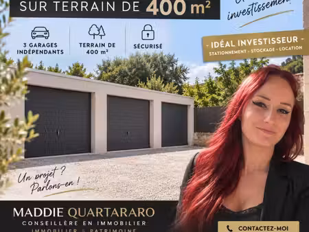 lot de 3 garages sur terrain de 539m2 emplacement 1er choix