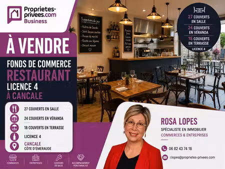 35260 cancale - bar  restaurant 70 couverts - licence iv - logement