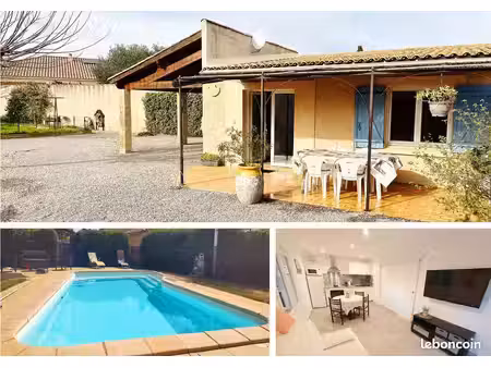 maison meublée avec terrasse  sur un terrain clos avec parking sécurisé couvert (2 voiture