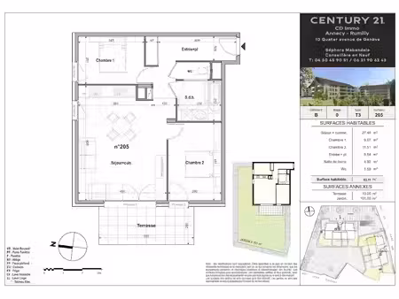 vente appartement 3 pièces 63.11 m² à faverges-seythenex (74210)  268 000 €