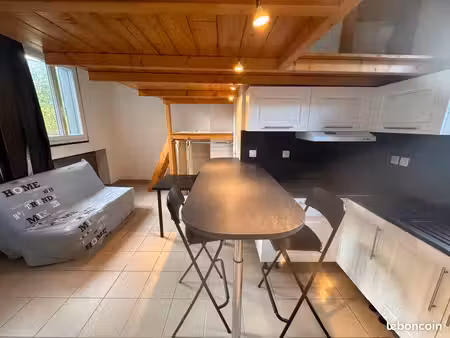 rouen loue studio mini loft 20 m2 semi-meuble : meubles  plaques vitro  hotte  frigo  lave