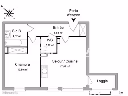 appartement 2 pièces 45.33m² à louer 632.91 - roubaix 59100
