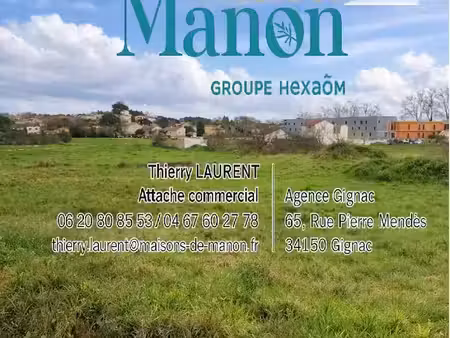 vente terrain 155 m² à gignac (34150)  79 900 €