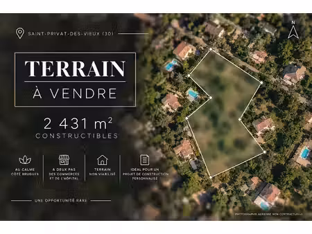 vente terrain 2341 m² à saint-privat-des-vieux (30340)  108 500 €