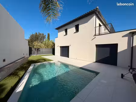 fabrègues - superbe maison moderne 135 m² - piscine au sel & calme absolu