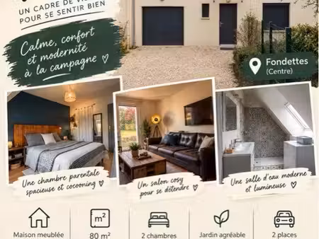 maison meublée 80 m² avec jardin – 2 chambres – fondettes