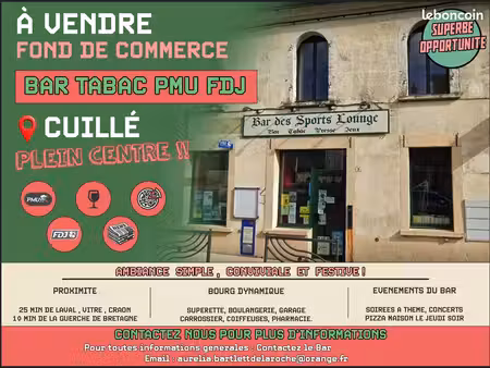 fonds de commerce bar  tabac  pmu  fdj 110 m²