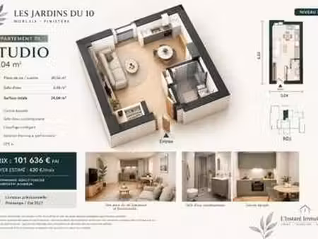 vente appartement t1 à morlaix (29600) : à vendre t1 / 24m² morlaix