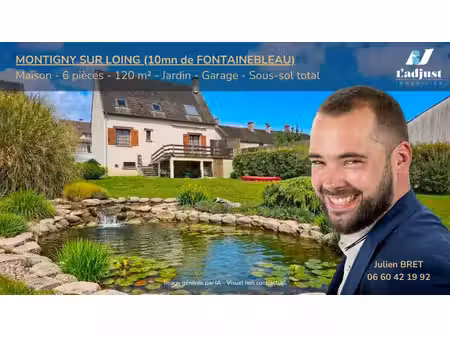 montigny sur loing (10mn de fontainebleau ) maison - 4 à 5 chambres  sous-sol total ...