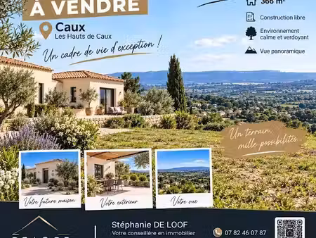 vente terrain 366 m² à caux (34720)  129 000 €