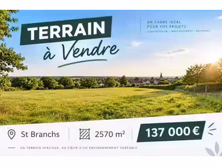 vente terrain 2750 m² à saint-branchs (37320)  137 000 €