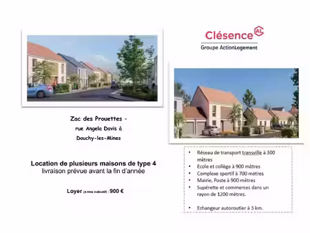location de maisons neuves - zac des prouettes – rue angela davis à douchy-les-mines