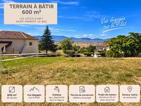 les côtes-d'arey – terrain 600 m² viabilisé – vue dégag?