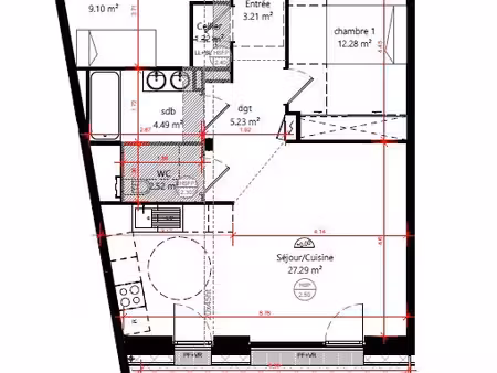 appartement 3 pièces - 66m²