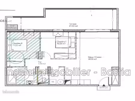 appartement 3 pièces 64 m²