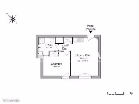appartement 2 pièces 32.46m² à louer 428 - le mans 72000