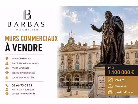 murs commerciaux 263 m2 restaurant loué  terrasse et jardin