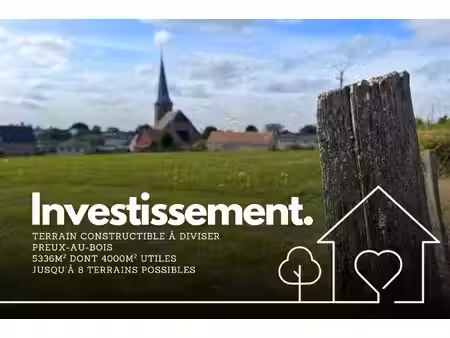 achat terrain 5 336m² preux au bois 59288