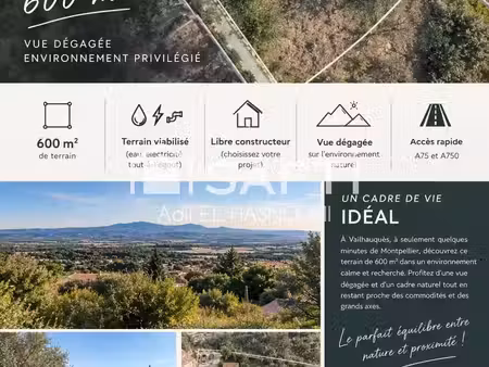 vente terrain 600 m² saint-aunès (34130)