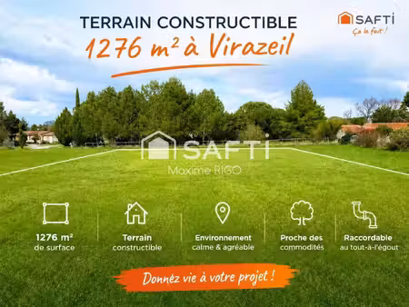 vente terrain 1276 m² virazeil (47200)