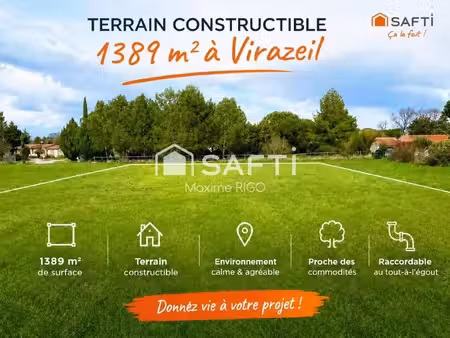 vente terrain 1389 m² virazeil (47200)