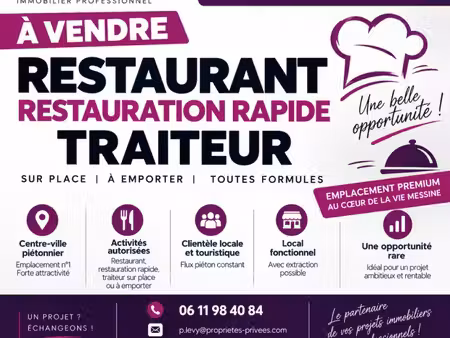a ceder - metz centre-ville pieton - traiteur / restaurant / restauration rapide - environ