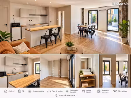 t2 49 68 m² rénové avec terrasse  parking & climatisation réversible – troyes