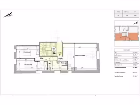 appartement t3 à vendre - 3 pièces - 69 14 m2 - clermont l herault - 34 - languedoc-roussi