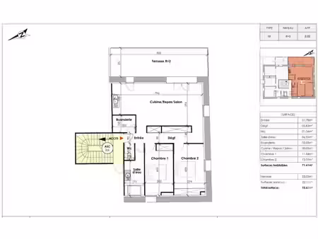 appartement t3 à vendre - 3 pièces - 71 61 m2 - clermont l herault - 34 - languedoc-roussi