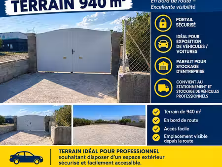 ◊à louer – terrain 940 m² clos & sécurisé – les blaches gombert