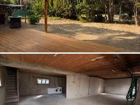 maison 110 m2 habitble avec jardin  terrasse en bois et grand garage de 110 m2