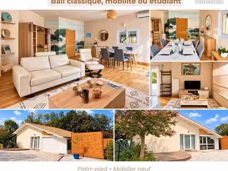 maison meublée 63m2 - bail classique  mobilité ou étudiant - extérieur privatif - plain pi