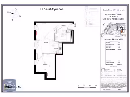 location appartement 2 pièces 39m² st cyr sur loire 37540