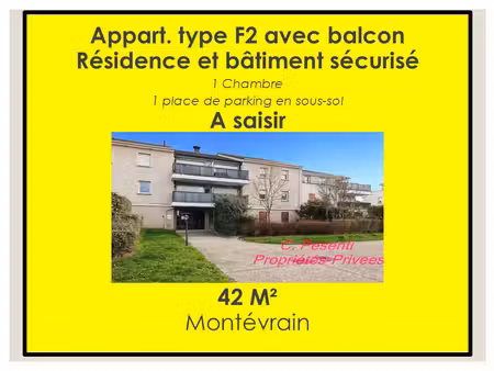 appartement avec balcon montevrain 2 pièce(s) 42 m2