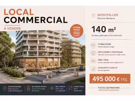 vente commerce 140 m² montpellier (34000)