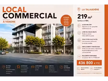 vente commerce 219 m² la talaudière (42350)