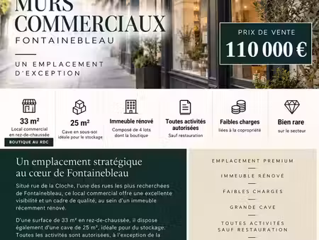 vente commerce 33 m² fontainebleau (77300)