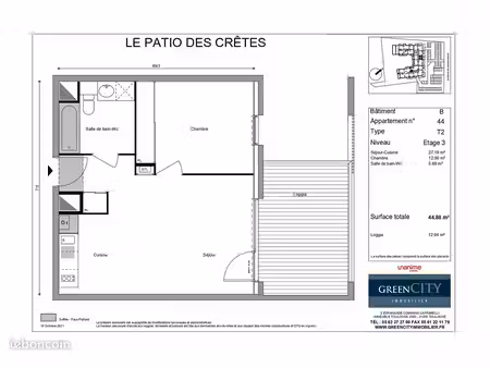 appartement 2 pièces 45 m²